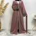 Hot Selling Open Abaya Women Clothes Lace With Pearls Design Muslim Fashion Kimono Long Kaftan Islamic Dubai Dresses For Women_ecoleips.com