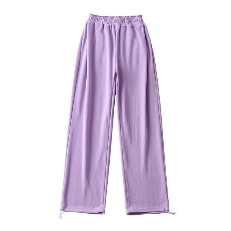 Women’s Clothing Online Autumn And Winter Hot Style Drawstring Ankle Sweatpants Women Chic Hot Girl Sports Pants Straight Loose Wide Leg Pants_ecoleips.com