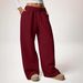 Women's Clothing Elastic Velvet Wide Leg Casual Trousers Loose Fit Autumn Winter American Style_ecoleips.com