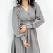 Muslim Dress Women Elegant V-Neck Long Sleeve Evening Dress For Women – Chic Solid Color Formal Gown With Flowy Silhouette_ecoleips.com
