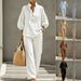 Women's Casual Stand Collar Long Sleeve Trousers Set Multi Color Washed Cotton New_ecoleips.com