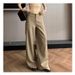 Classic Vintage Style Wide-Leg Trousers For Men & Women – High Waist Loose Fit Casual Pants With Stretch, Polyester Blend, Black/Khaki/Gray_ecoleips.com