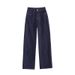 Denim Blue Anti-fade Wide-leg Jeans Women, Versatile And Simple, Suitable For Petite Ladies, Slim-fit Casual Straight_ecoleips.com