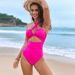 Women's Clothing New Style Strap One Piece Swimsuit Women's Two Piece Swimsuit One Piece Neck Swimsuit_ecoleips.com