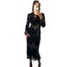 Elegant Temperament Fashion Black Long Cheongsam Dress Long Sleeve Lace Splicing Vintage Formal Party Evening Long Dress_ecoleips.com