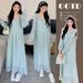 Autumn New Korean Fashion High-Cut Long-Sleeve Chiffon Maternity Dress_ecoleips.com