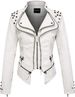 Women's Short PU Leather Jacket With Embroidery And Rivets, Slim Waist_ecoleips.com