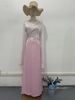 Women's Clothing Spring Celebrity Slim Fitting Spliced Organza Long Satin Dress With Large Swing Sleeves_ecoleips.com