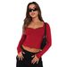 Y2K Clothing Sexy Square-neck T-shirt For Women, Fashion, Long-sleeved Short Bm Top, European And American Hot Girl_ecoleips.com