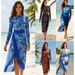 Women's Clothing Two Piece Swimsuit Set Skirt Style Mesh Long Sleeve Sun Protection Sexy Vacation Polyester_ecoleips.com