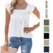Women's Square Neck Sleeveless Vest Casual Loose Fit Versatile Top For Spring Summer Regular Polyester Tank_ecoleips.com