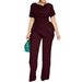Women's Flattering High-Waist Tummy Control T-Shirt And Straight Leg Pants Casual Outfit Set For Summer, Plus Size Comfort Stretch Fabric_ecoleips.com