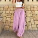 Women's Clothing Summer Wide Leg Lantern Pants Women's Bohemian Style Loose Fit Slimming Versatile Casual Plus Size Solid Color With Drape_ecoleips.com