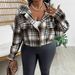 Women's Casual Plaid Short Shirt Fall Winter Long Sleeve Single Breasted Comfortable Coat_ecoleips.com