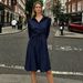 Women's Lapel Solid Color 7/8 Sleeve Pencil Shirtdress – Slimming Casual Office Gown_ecoleips.com