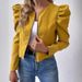 Women's Clothing Women's Solid Color Round Neck Open Cardigan Zipper Bubble Long Sleeve Jacket Style For Spring Autumn_ecoleips.com