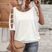 Women's Oversized Cold Shoulder T-Shirt Relaxed Fit Drop Sleeve Casual Top for Everyday Comfort_ecoleips.com