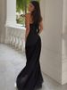 Mozision Halter V Neck Backless Sexy Maxi Dress Women Elegant Black Off-shoulder Sleeveless Bodycon Club Party Long Dresses_ecoleips.com