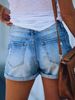Classic Blue Denim Shorts For Women Double Button Slim Fitting Casual Multi Craftsmanship Design Suitable For All Seasons_ecoleips.com