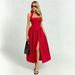 Voya French-style Vintage Halter-neck Tie Women, Backless, Waist-cinching, With Large Hem And Slit, Red, Suitable For A_ecoleips.com