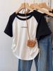 Color Blocked Raglan Short Sleeve T-Shirt Style Drawstring Top Unique Irregular Design For Curvy Women Plus Size Summer Bestseller_ecoleips.com