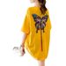 Women's Clothing Stylish Embroidered Butterfly Mid-Length T-Shirt For Women Short Sleeve Loose Fit Plus Size Style Summer_ecoleips.com