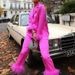 Women's Clothing Spring New Style Temperament Sexy Suit Collar Top Casual Straight Pants Satin Two piece Set_ecoleips.com