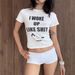 Omighty Solid Color Cute Smiley Face Print Short Sleeve T-Shirt Basic Versatile Slim Fit Top_ecoleips.com