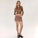 European And American Cross-border 2026 Spring New Women's Leopard Print Floral Mesh Round Neck Short Long-sleeve_ecoleips.com