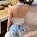 2025 Summer New Sexy Hot Girl Versatile Sleeveless Tight Halter Backless Polka Dot Tank Top Wholesale_ecoleips.com