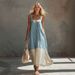 Women's Elegant Color Block Patchwork Suspender Long Dress New Fashionable Clothing_ecoleips.com