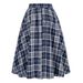 K High-waisted Plaid Full-skirt Fashion Women's Plaid Elastic Waist A-line Skirt_ecoleips.com