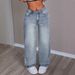American Street Retro Ash Gray Washed Jeans For Women, Autumn And Winter Hot-Selling High-Waisted Loose Wide-Leg_ecoleips.com