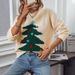 Aria Basics Aria Basics Fuzzy Rain European And American Cross-Border Christmas Tree Pullover Autumn Winter Round Neck Loose Holiday Women's_ecoleips.com