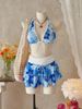 European American Sexy Lingerie Ultra Thin Camisole Wireless Bra Halter Neck Tight Swimsuit Three Piece Set Lightweight Women's Clothing_ecoleips.com