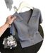 Women's Gray Casual V Neck Short Sleeve Knit Top Spring Summer New Elegant Slimming Commuter Fashion_ecoleips.com