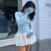 Women's Slim Fit Long Sleeve T-Shirt European American Style Flower 3D Design Solid Color Temperament Top For Spring Autumn_ecoleips.com