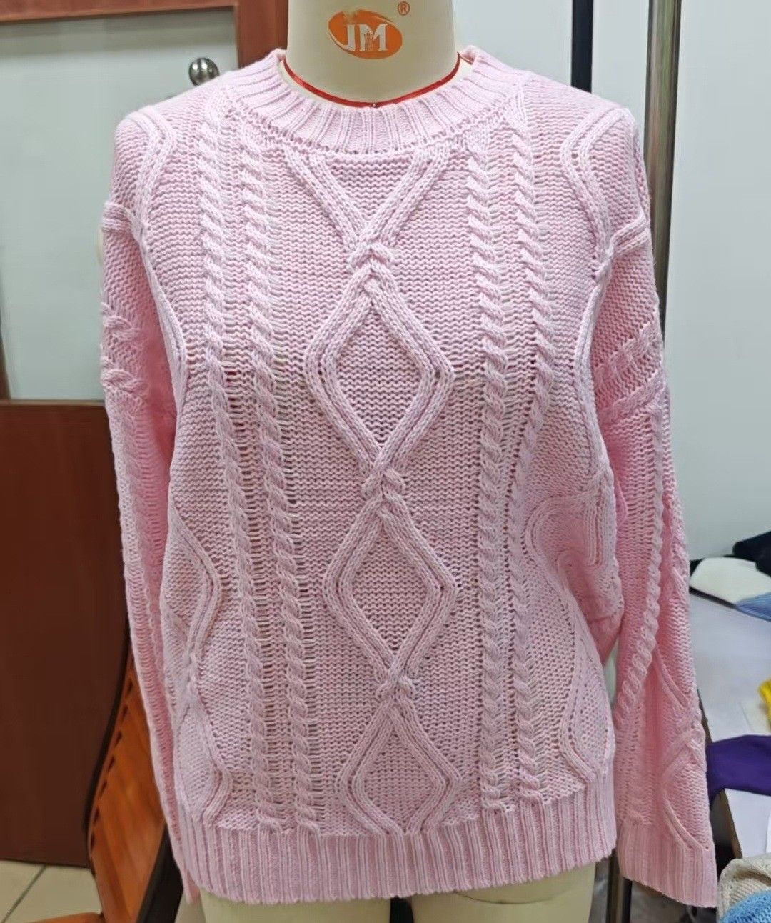 Oversized Cable Knit Sweater – Soft & Cozy Winter Pullover With Relaxed Fit For Women (Apricot/Light Blue/Light Gray/Pinkish/Black/White, XS-XXL)_ecoleips.com