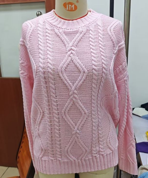 Oversized Cable Knit Sweater – Soft & Cozy Winter Pullover With Relaxed Fit For Women (Apricot/Light Blue/Light Gray/Pinkish/Black/White, XS-XXL)_ecoleips.com