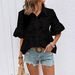 Women's Clothing Summer Lace Sleeve Loose Fitting Shirt Casual Style Top Hollowed Out_ecoleips.com