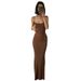 Spaghetti Strap European And American Women's Fashion High-End Pure Desire Style Bodycon Sexy Slim Milk Silk Long_ecoleips.com