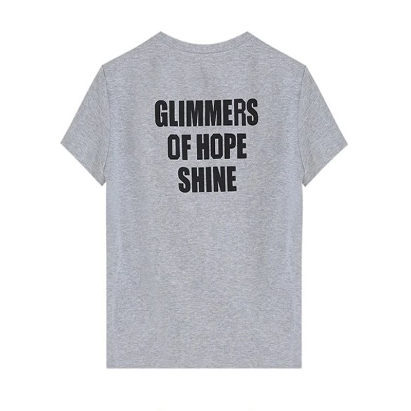 New 2025 Summer Letter Print Straight Shoulder T-Shirt For Women, Round Neck, Simple Slim Fit, Short Sleeve Top, Korean_ecoleips.com