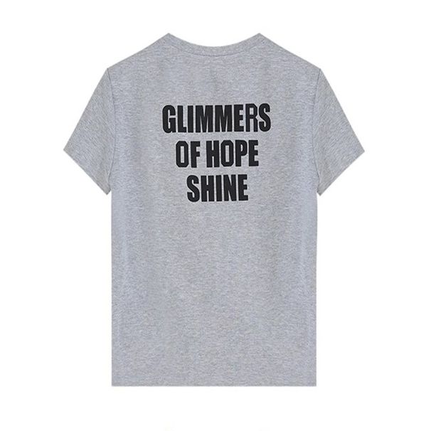 New 2025 Summer Letter Print Straight Shoulder T-Shirt For Women, Round Neck, Simple Slim Fit, Short Sleeve Top, Korean_ecoleips.com