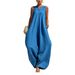 Women's Elegant Comfortable Sleeveless Jumpsuit V Neck Wide Leg Solid Color Simple European And American Style Cross Border Fashion Romper_ecoleips.com