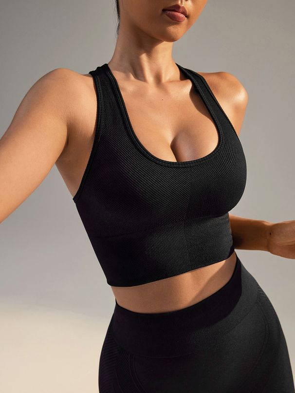 Women's Clothing Fine Thread Tight Sports Vest With Quick Drying Back And U Neck For Running And Fitness Yoga And Fitness Solid Color Small Vest_ecoleips.com