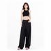 Women's Slimming Straight Leg Casual Trousers Irregular Patchwork Black Suit Pants American Style Design Summer Polyamide_ecoleips.com