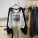 Autumn Cotton Thin V-neck Raglan Long-sleeve Sweatshirt For Women, Loose Fit, Korean Style, Trendy Short Hooded Top_ecoleips.com