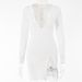 Women Chic Slim‑Fit Mini Dress With Flattering V‑Neckline & Long Sleeves_ecoleips.com
