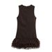 Women's Clothing Slim Round Neck Sleeveless Mesh Splicing Dress_ecoleips.com