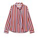Women's Clothing Striped Long Sleeved Shirt Tie Waist Fashionable Top For Spring Versatile Blouse_ecoleips.com